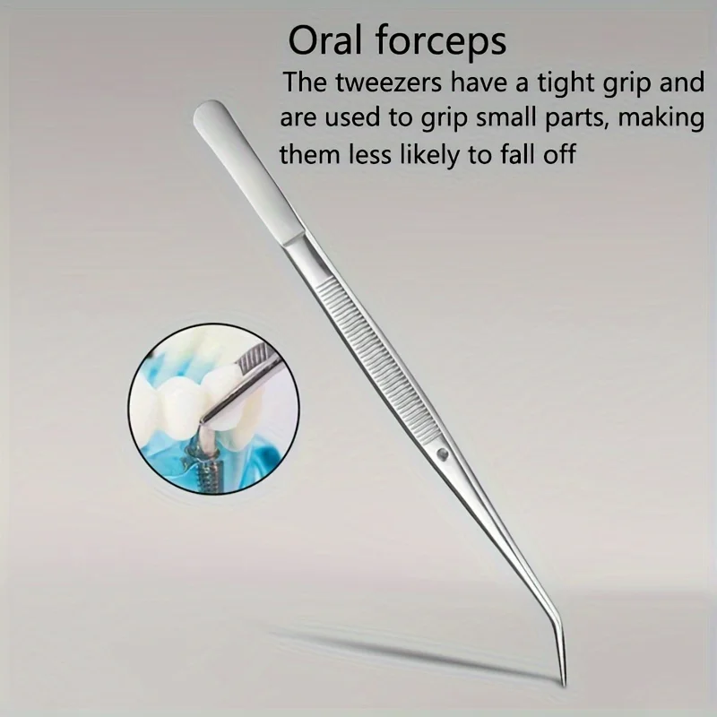 1/5/10pcs Precision Stainless Steel Tweezers Set,Multifunctional Stainless Steel Tweezers with Curved Serrated Tips Dental tools