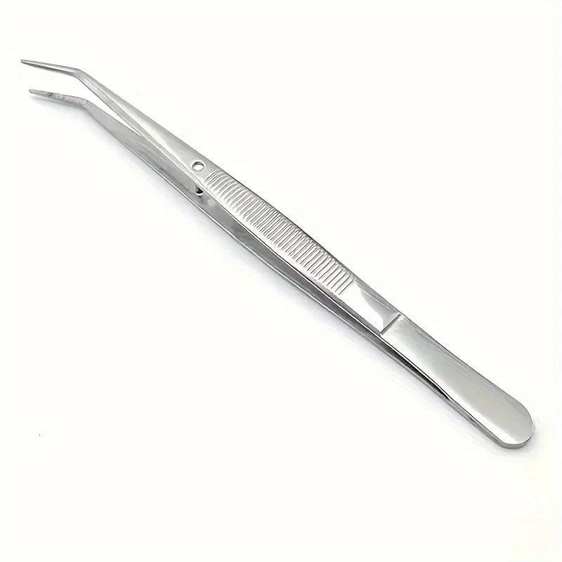 1/5/10pcs Precision Stainless Steel Tweezers Set,Multifunctional Stainless Steel Tweezers with Curved Serrated Tips Dental tools