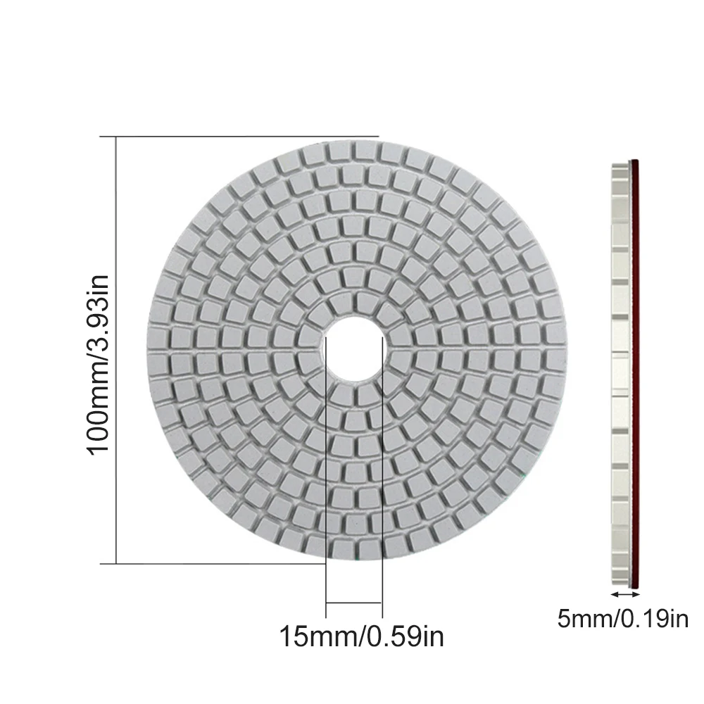 8pcs 4 inch 100mm Diamond Polishing Pads Kit Wet/Dry for Granite Stone Concrete Marble Polishing Use Grinding Discs Set