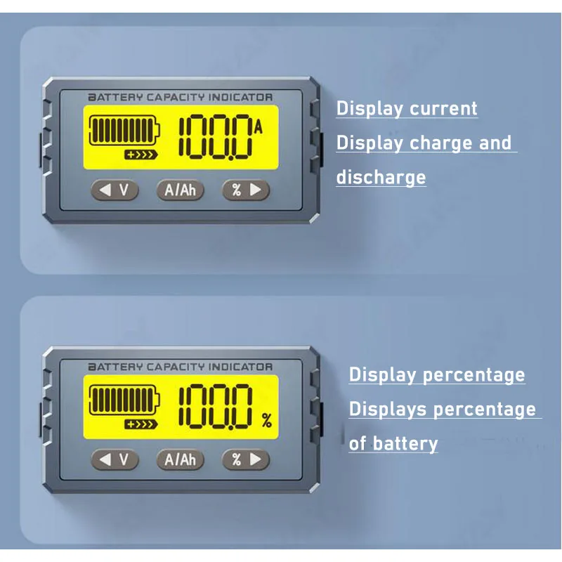 Lithium Battery Tester 50A 100A Coulomb Meter Monitor Capacity Power Display Lead-Acid Lifepo4 Li-ion BMS 12V 24V 36V 48V 60V DC