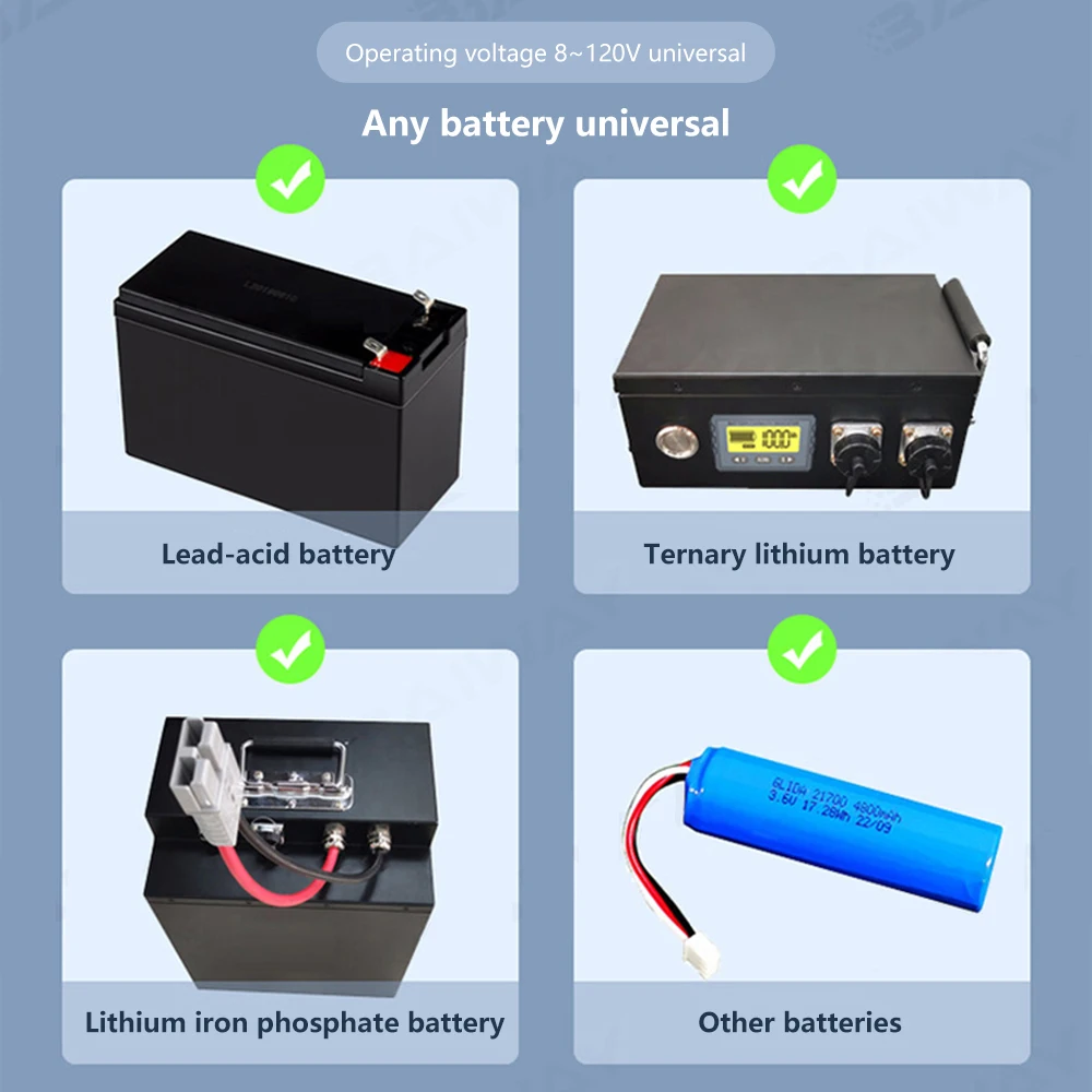 Lithium Battery Tester 50A 100A Coulomb Meter Monitor Capacity Power Display Lead-Acid Lifepo4 Li-ion BMS 12V 24V 36V 48V 60V DC