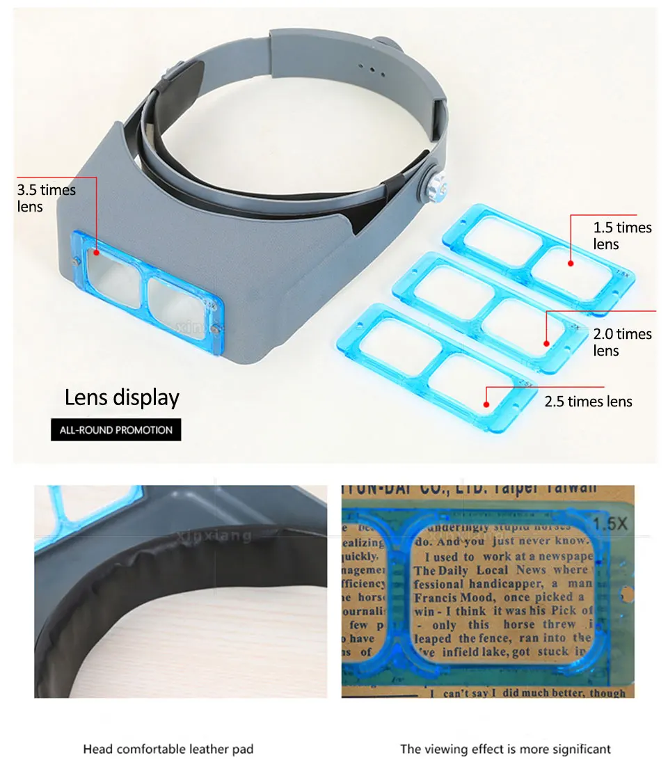 1.5X2X2.5X3.5X Professional Head Wearing Magnifier Optivisor Eye Loupe 4 Lens Magnifier For Watch Repair Jewelry Making Welding