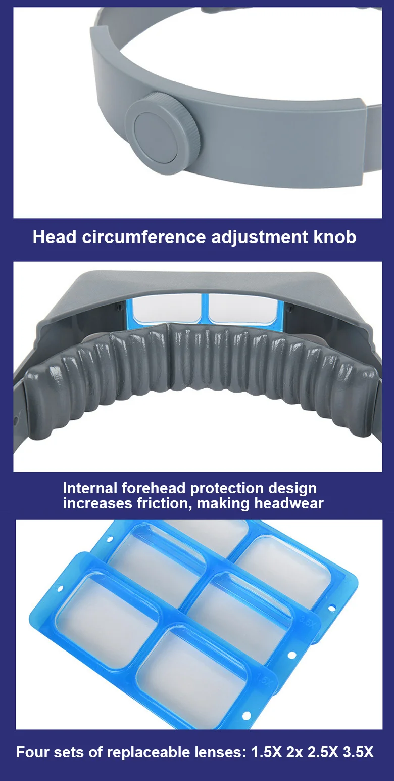1.5X2X2.5X3.5X Professional Head Wearing Magnifier Optivisor Eye Loupe 4 Lens Magnifier For Watch Repair Jewelry Making Welding