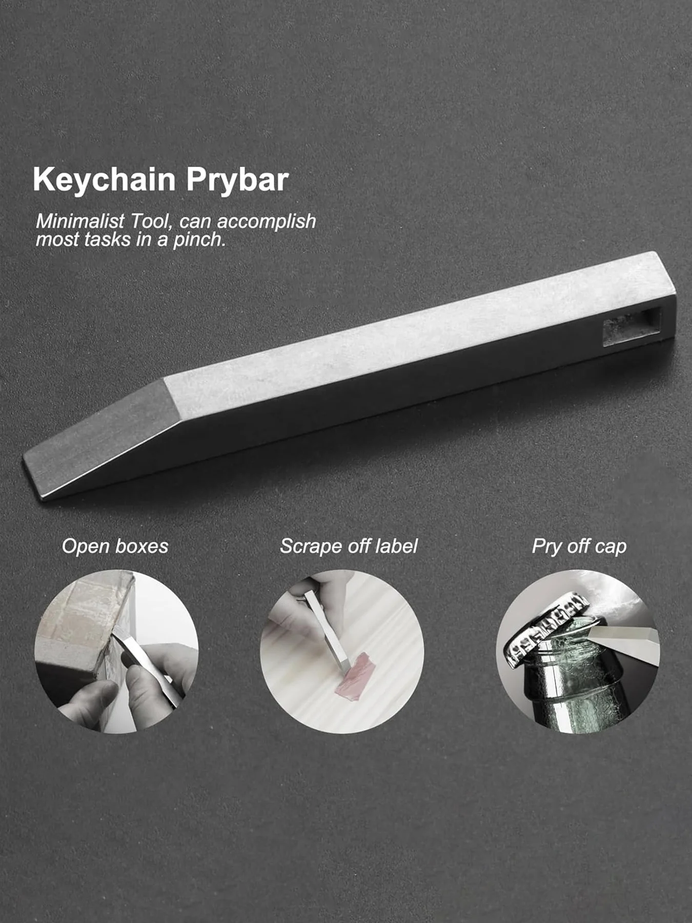 Edc Pry Bar, Edc Keychain Tool, Heavy Duty Stainless Steel Keychain Pocket Pry Bar for Everyday Carry and Outdoor Activities - M