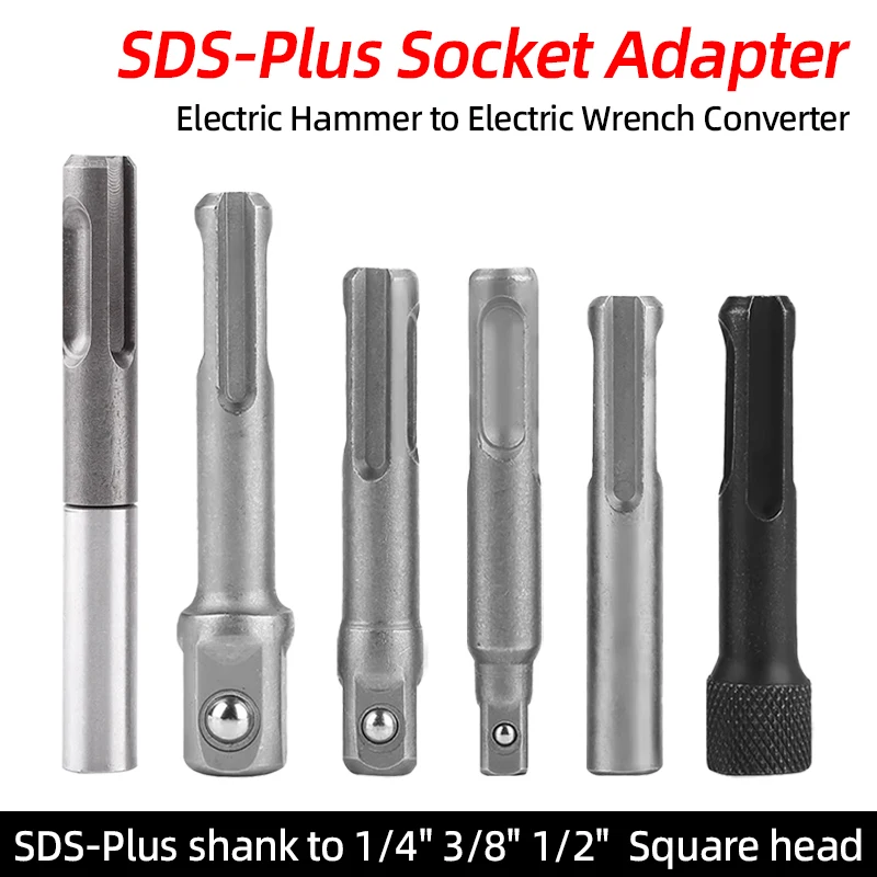 1/4"3/8"1/2" SDS Plus Socket Driver Drill Quick Change Hex Extension Adaptors Connector Hammer Drilling Bit Nut Impact Head Tool