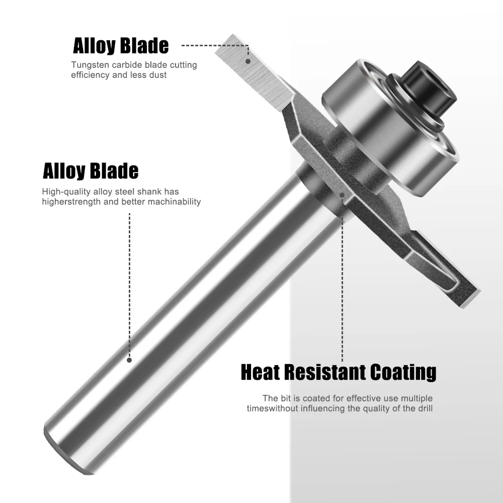 1pc 6mm 12mm Shank Ball T-cutter Woodworking Milling Router Bit Slotting Cutter 2-in-1 Slotting Crabapple Angle Milling Cutter