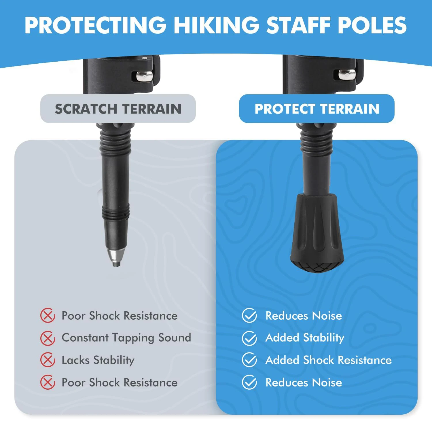 1-10Pc Walking Stick Tips Anti-Slip Rubber Tips for Trekking Poles Durable Hiking Stick Tip Protectors Walking Stick Accessories
