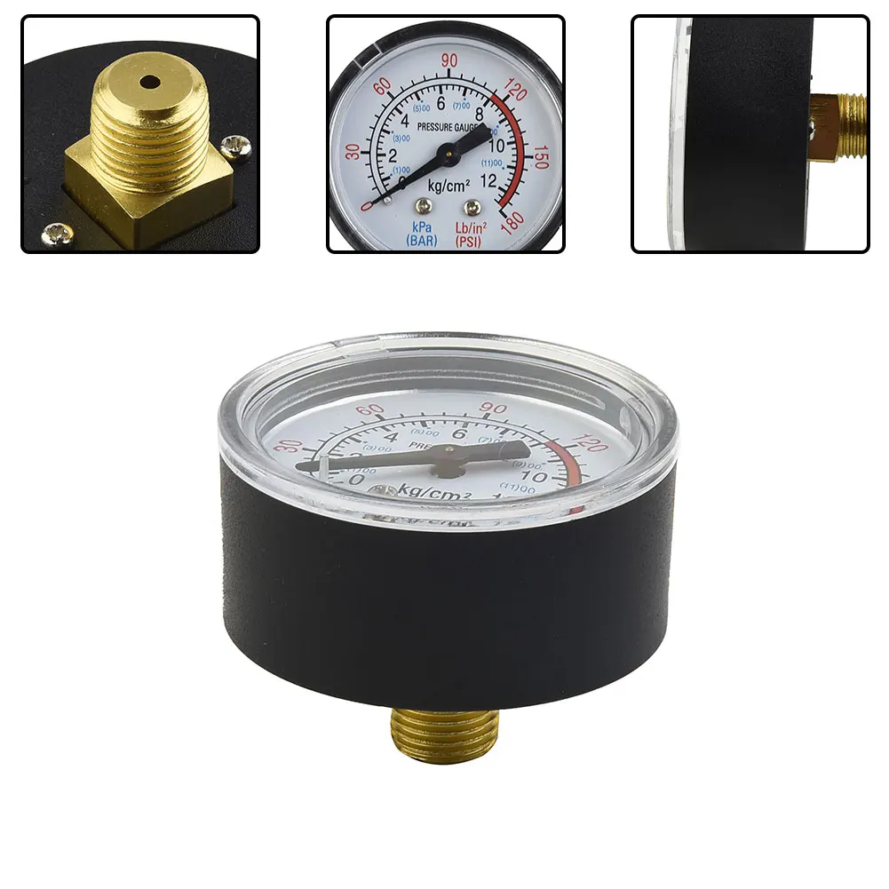 Air Pressure Gauge 50mm 1/4" For BSP Thread 0-180PSI 0-12Bar Dial Hydraulic Pressure Gauge Meter Manometer