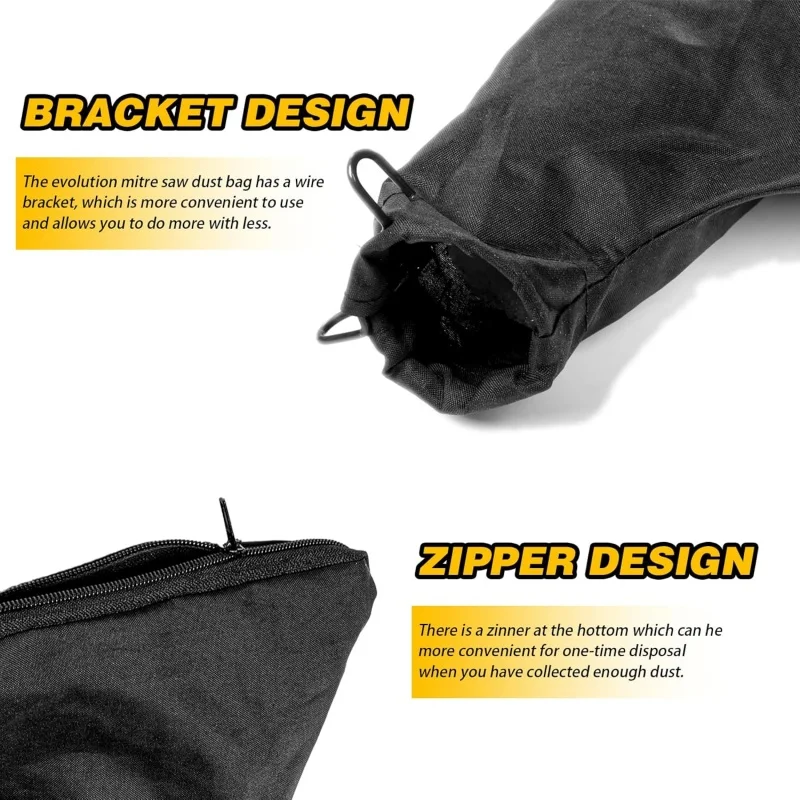 3 Set Dust Collector Bag for 255 Model Miter Saw with Adjustable Dust Jacket Stand and Zipper, Edge Planer Belt Sander Dust Bags