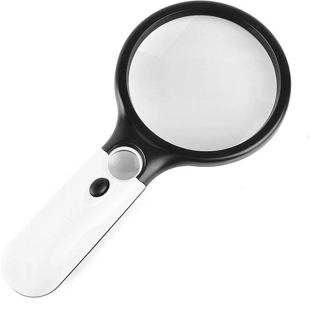 45X Professional Magnifying Glass Jewelry Loupe With LED Light Handheld Magnifier Lupa For Coins Stamps Kids Seniors Reading