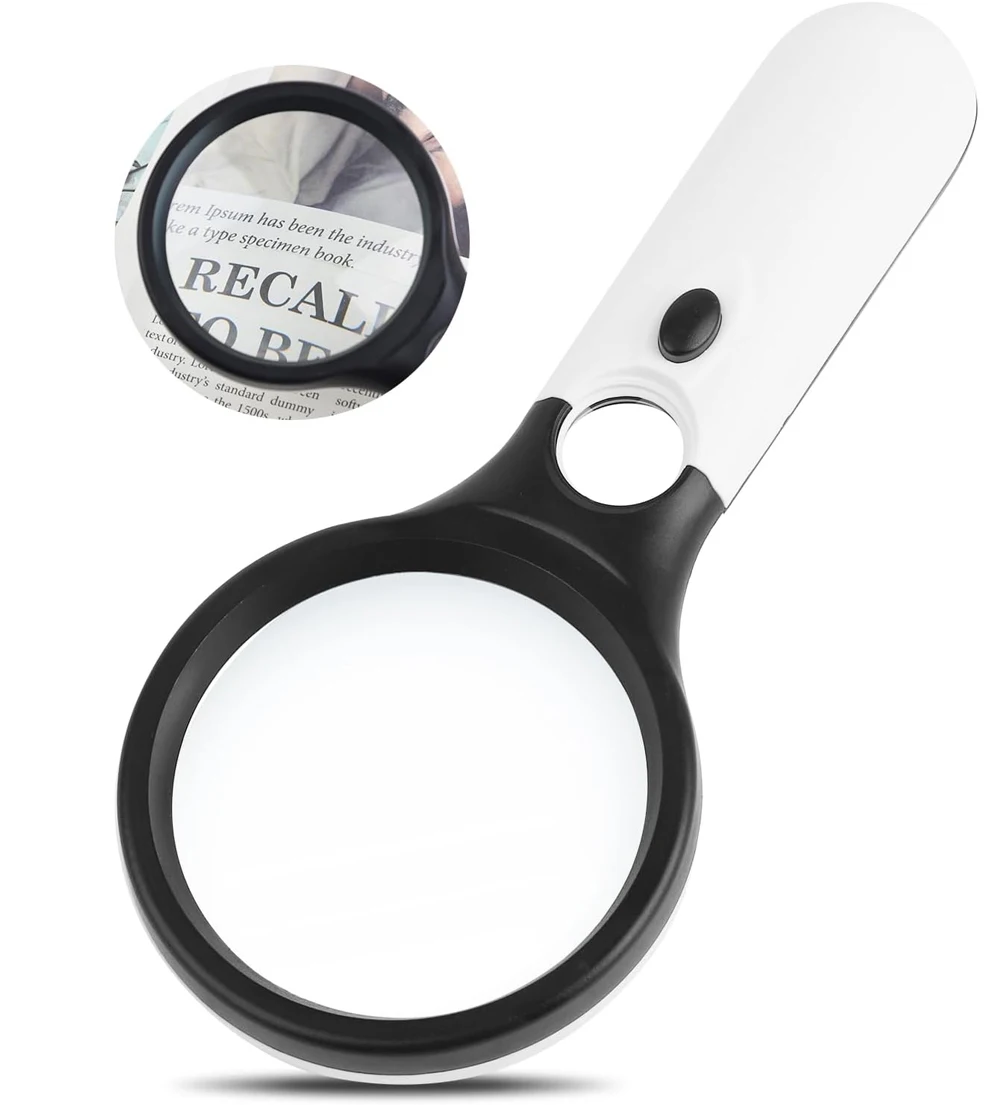 45X Professional Magnifying Glass Jewelry Loupe With LED Light Handheld Magnifier Lupa For Coins Stamps Kids Seniors Reading