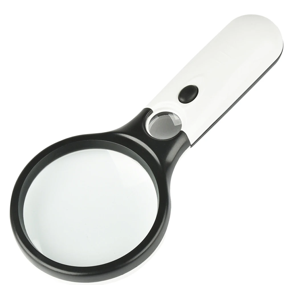 45X Professional Magnifying Glass Jewelry Loupe With LED Light Handheld Magnifier Lupa For Coins Stamps Kids Seniors Reading