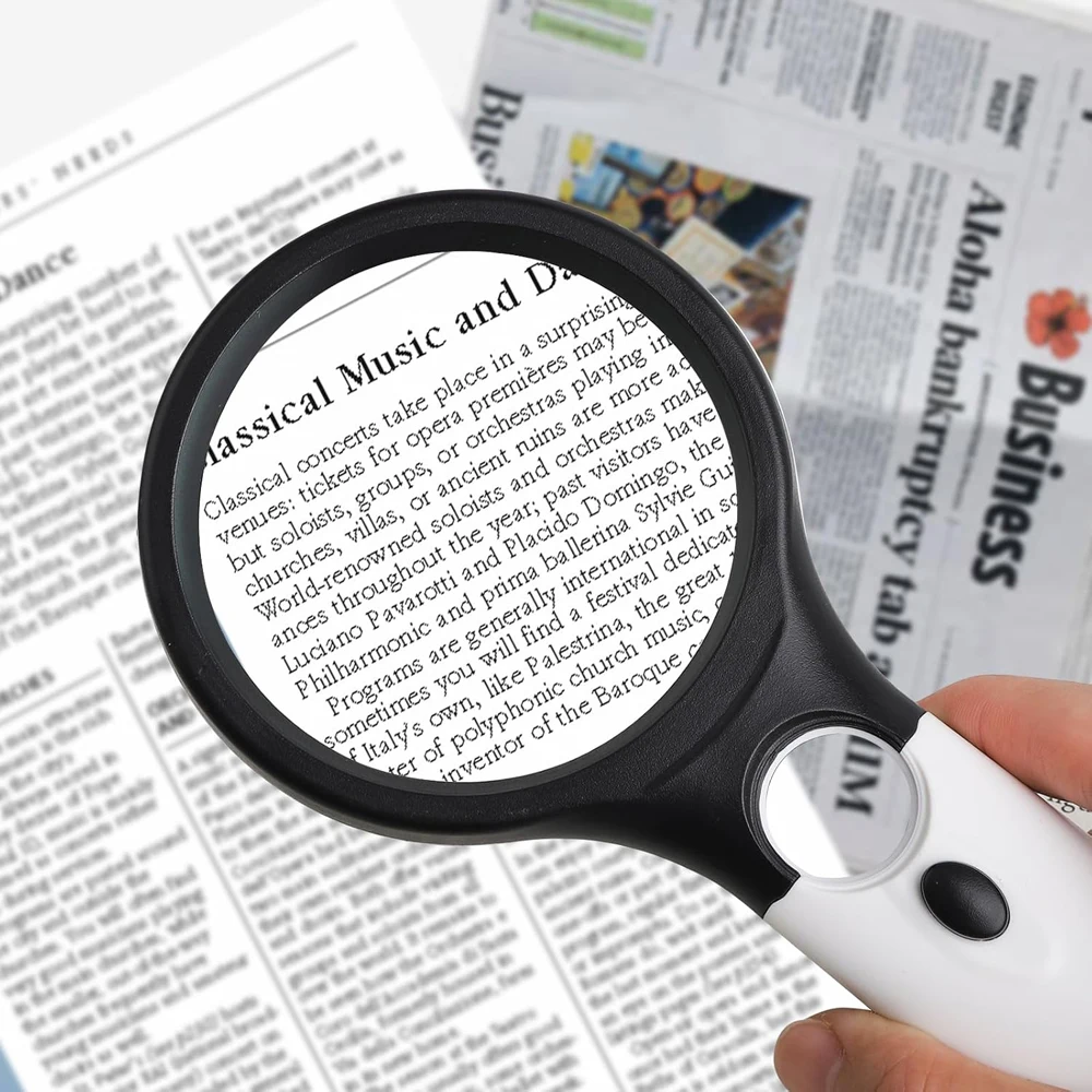 45X Professional Magnifying Glass Jewelry Loupe With LED Light Handheld Magnifier Lupa For Coins Stamps Kids Seniors Reading