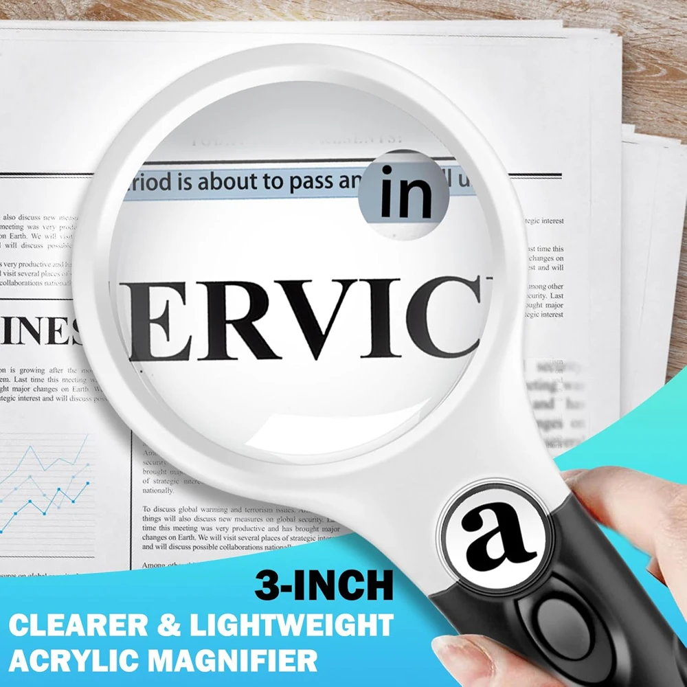 45X Professional Magnifying Glass Jewelry Loupe With LED Light Handheld Magnifier Lupa For Coins Stamps Kids Seniors Reading