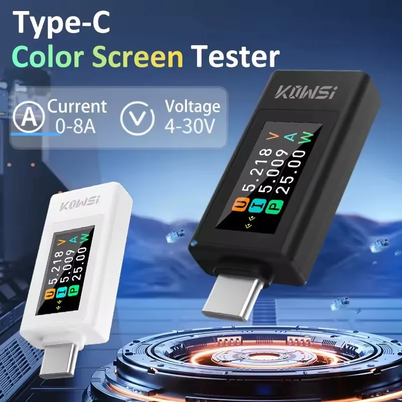 10 in 1 DC Type-C USB Tester Current 4-30V Voltage Meter Timing Ammeter Digital Monitor Cut-off Power Indicator Bank Charger