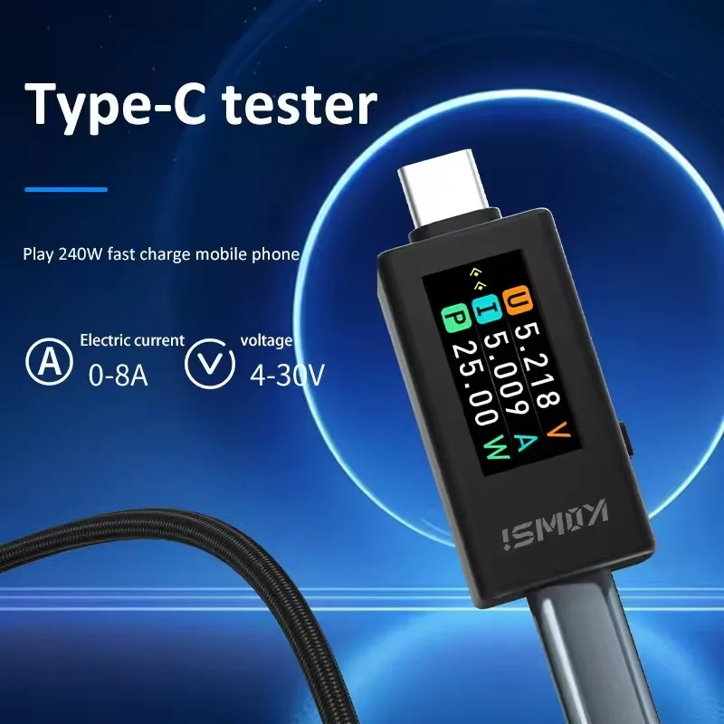 10 in 1 DC Type-C USB Tester Current 4-30V Voltage Meter Timing Ammeter Digital Monitor Cut-off Power Indicator Bank Charger