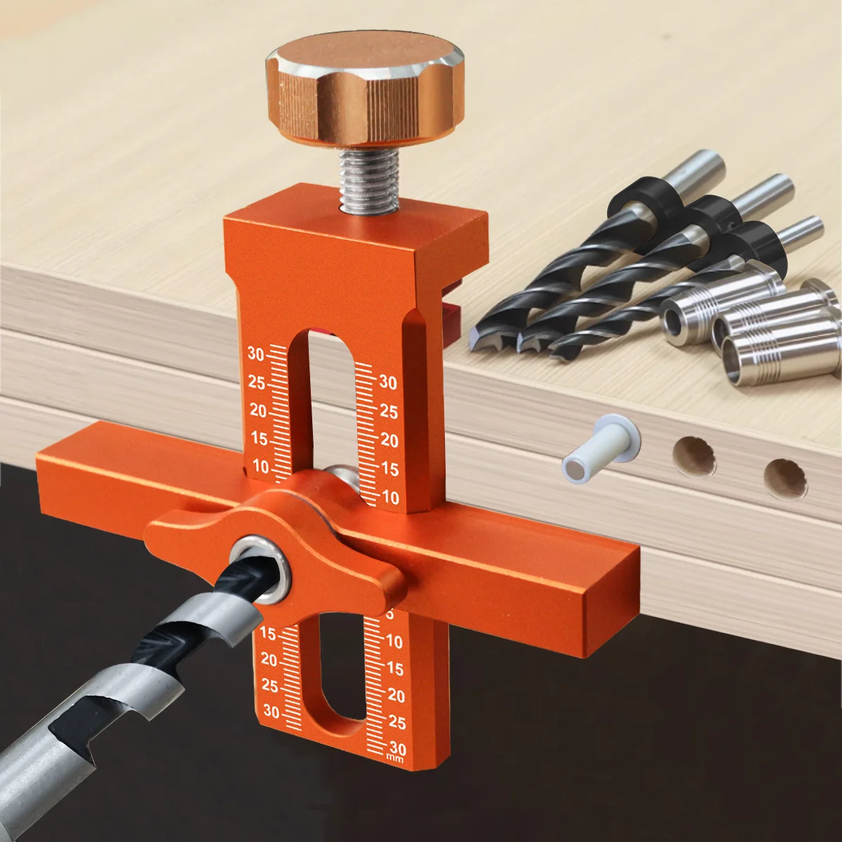2 in 1 Cabinet Door Installation Positioner, 6/8/10mm Rebounder Punched Mounting Jig Wardrobe Cabinet Door Panel Installation
