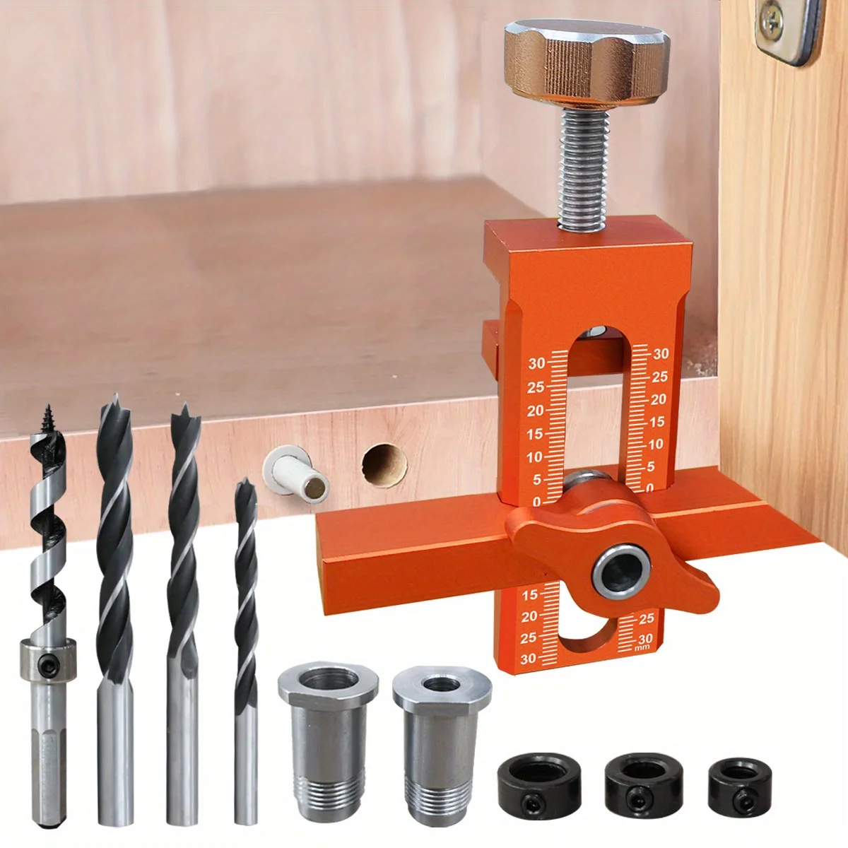 2 in 1 Cabinet Door Installation Positioner, 6/8/10mm Rebounder Punched Mounting Jig Wardrobe Cabinet Door Panel Installation