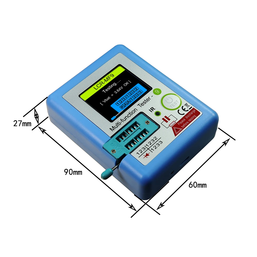 LCR-MF9 1.8" TFT LCD Display Multi-meter Transistor Tester Diode Triode Capacitor Resistor Test Meter MOSFET NPN PNP Triac MOS