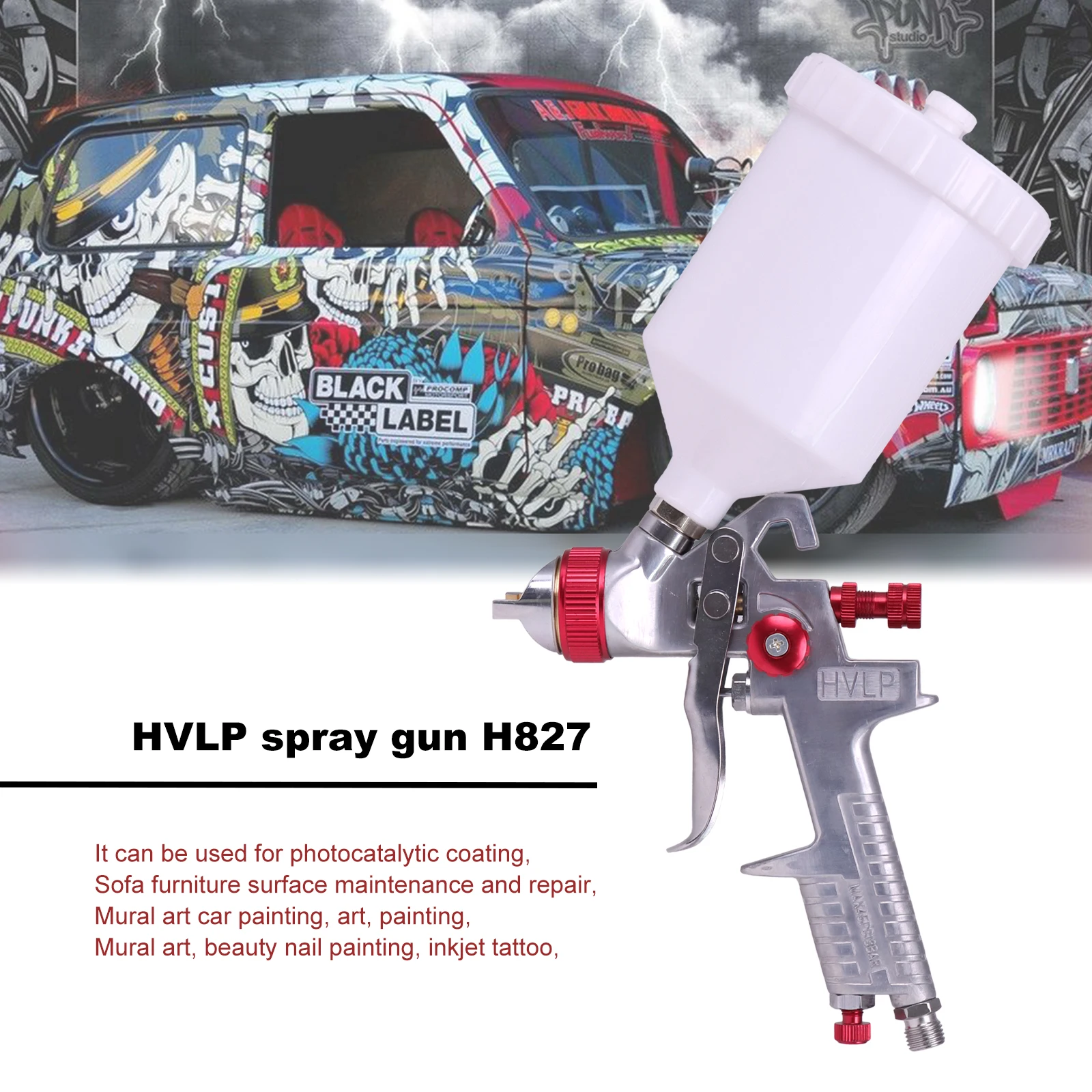 High Quality 1.4/1.7/2.0mm Nozzle Professional HVLP Spray Gun 600ML Gravity Feed Airbrush Kit For Car Furniture Painting