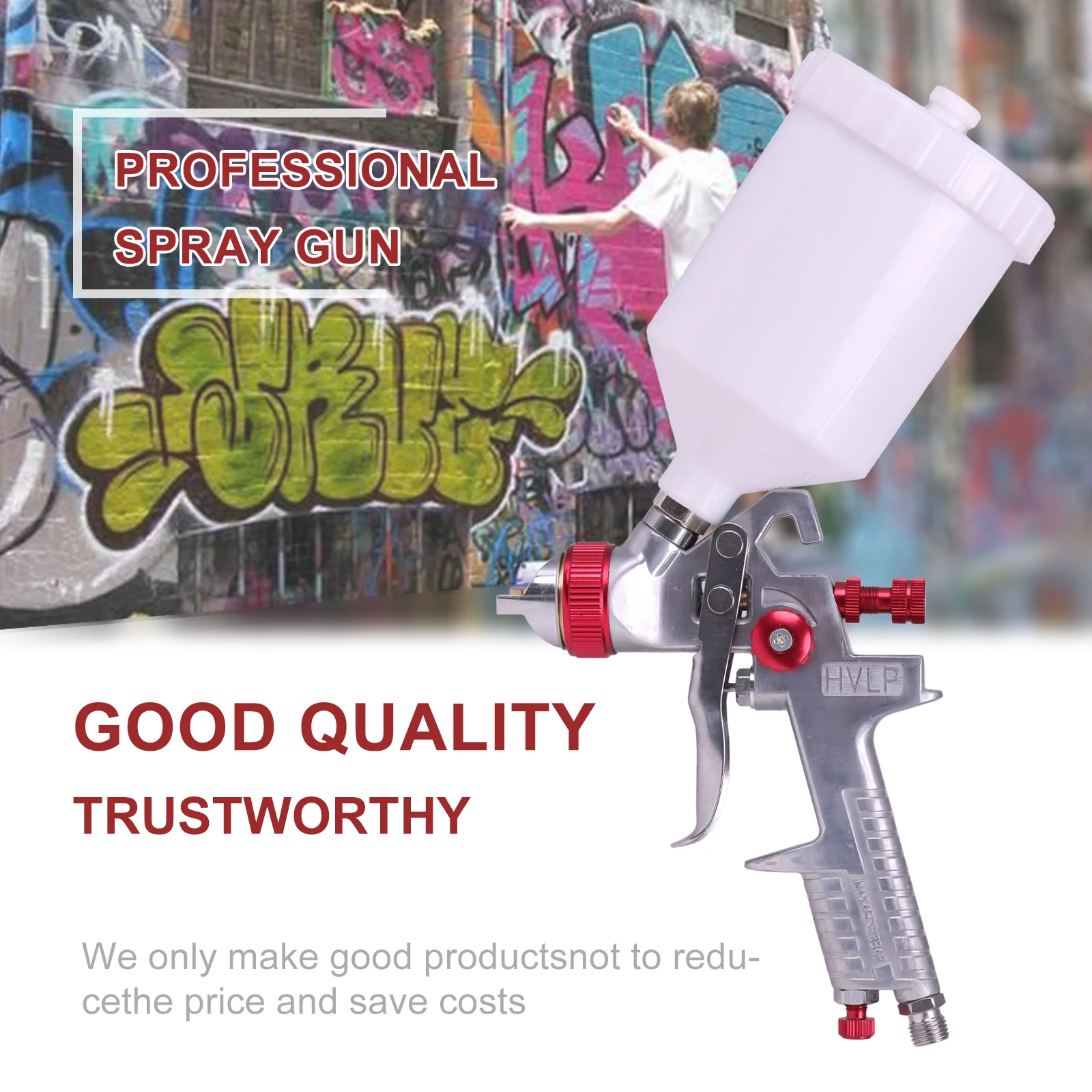 High Quality 1.4/1.7/2.0mm Nozzle Professional HVLP Spray Gun 600ML Gravity Feed Airbrush Kit For Car Furniture Painting