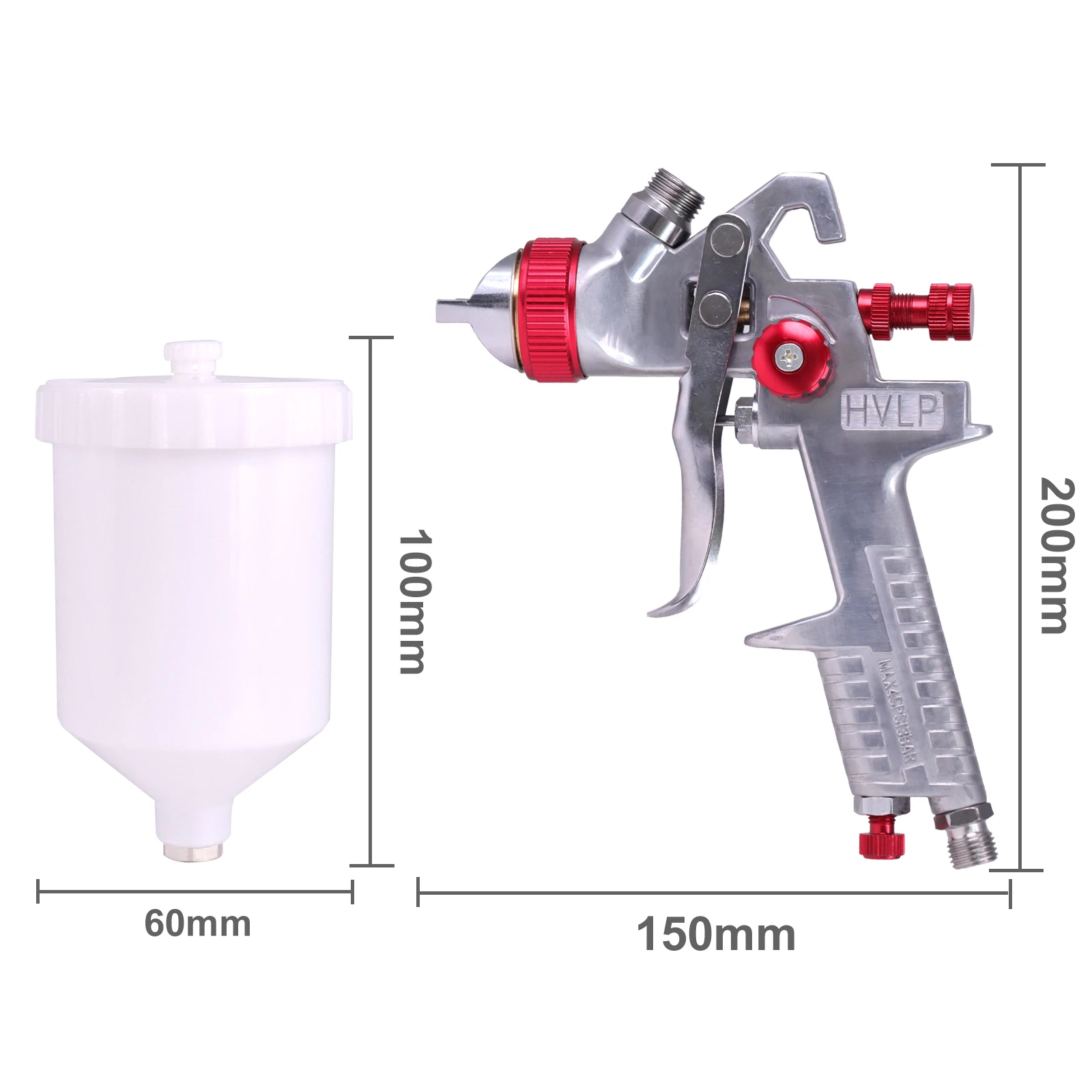 High Quality 1.4/1.7/2.0mm Nozzle Professional HVLP Spray Gun 600ML Gravity Feed Airbrush Kit For Car Furniture Painting