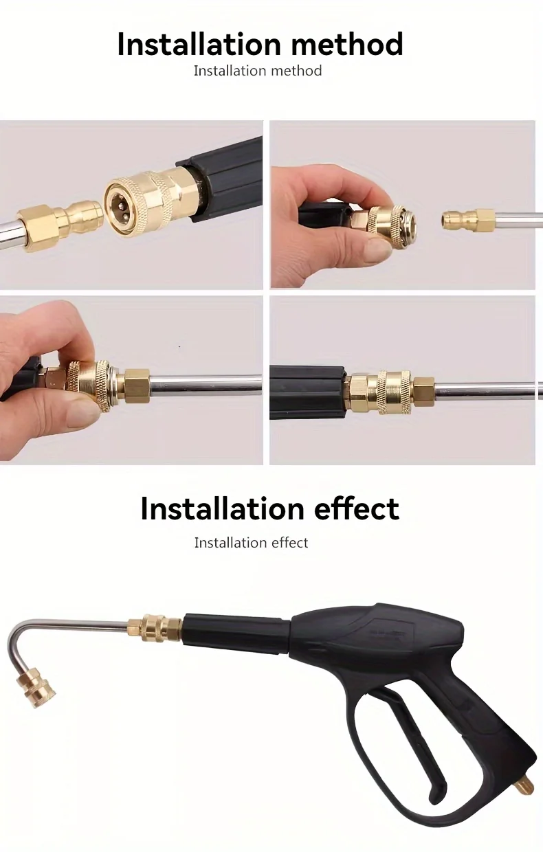 High-Pressure Car Wash Water Gun Accessories with 1/4 Inch Quick Connectors | 90°/30°/U-Shaped Extension Rods