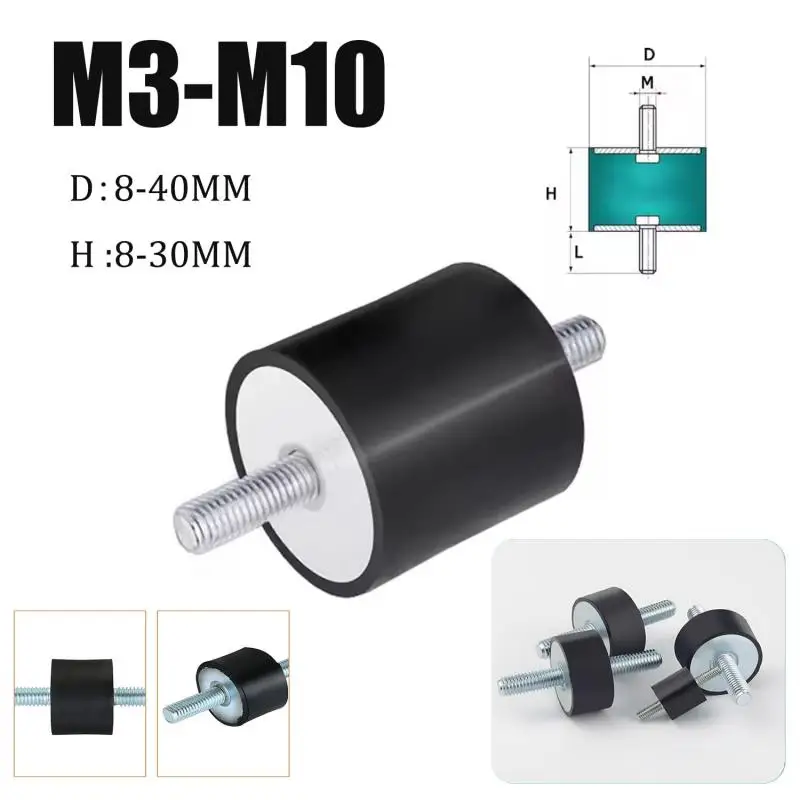 8/4pcs Double Male Thread M3 M4 M5 M6 M8 M10 Rubber Mount Anti Vibration Male-Male Shock Absorbers Dia 8-40mm