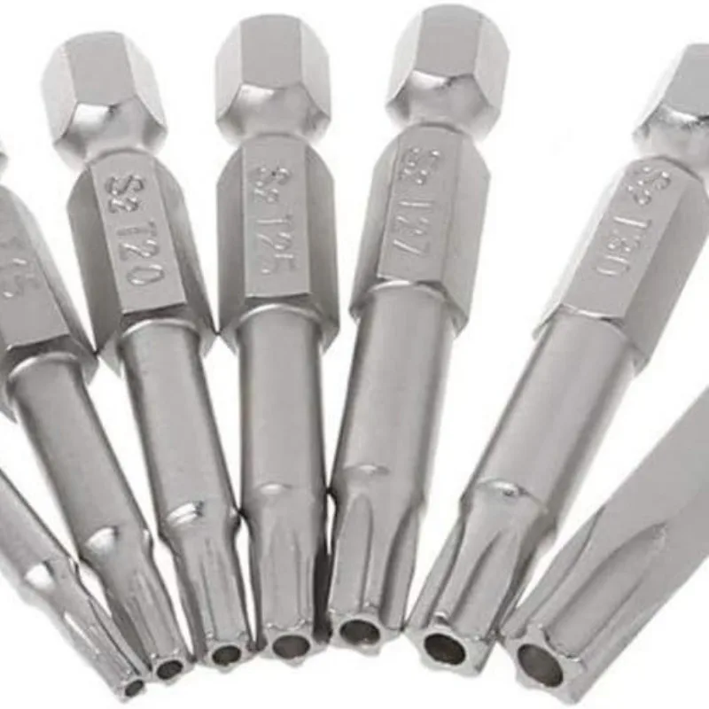 7 Pcs 5 Point Star Screwdriver Bits 50mm S2 Magnetic Star Screw Driver 1/4" Hex Shank T10 T15 T20 T25 T27 T30 T40