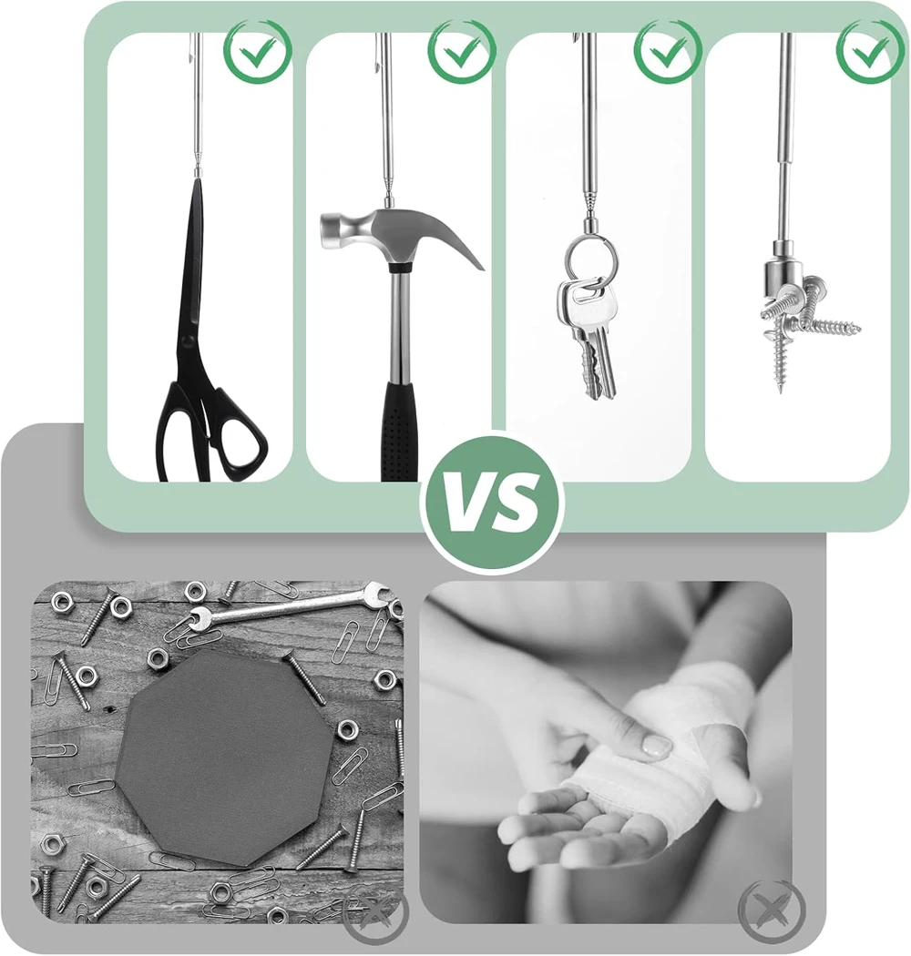 Portable Magnetic Pickup Telescopic Rotatable Silver Magnetic Pickup Rod with Retractable Pen Clip Magnet Suction Rod Hand Tool