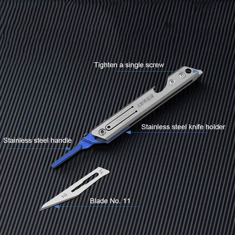 Stainless Steel Fast Open Scalpel MINI Folding Knife Outdoor Survival Camping Portable EDC Tool 10 Blade Free Bottle Opener