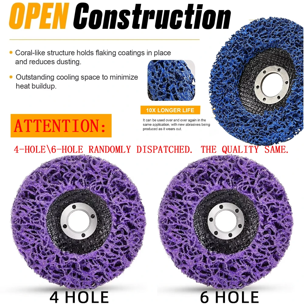 1-5 Pcs 100/115/125mm Coral Disc Poly Strip Disc Grinder Strip Disc Abrasive Wheel Paint Rust Removal Clean For Angle Grinder