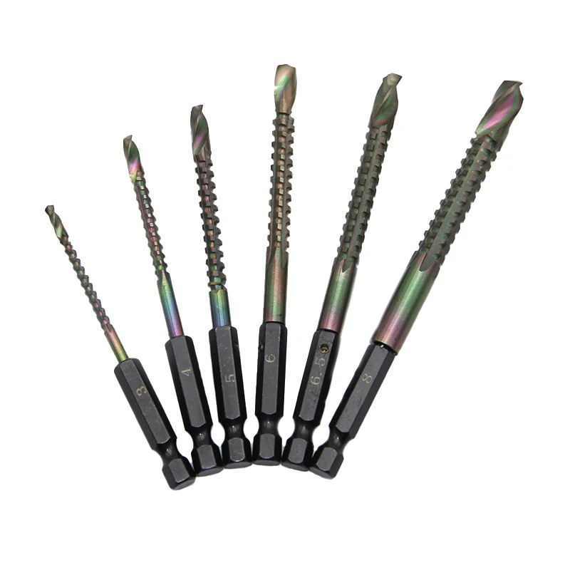 Hexagonal serrated Twist drill woodwork straight handle hole expansion groove DIY irregular hole alloy cut power tool accessory