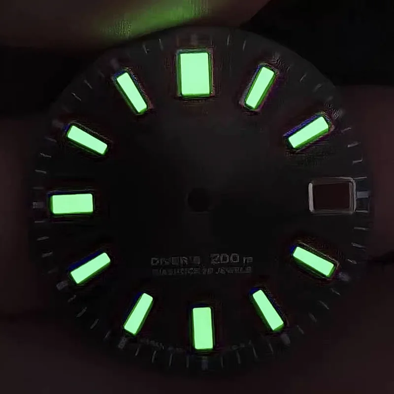 62MAS Sun Pattern Gray Modified Dial Suitable For NH35 Movement C3 Green Luminous 28.5mm Real Nail Disc