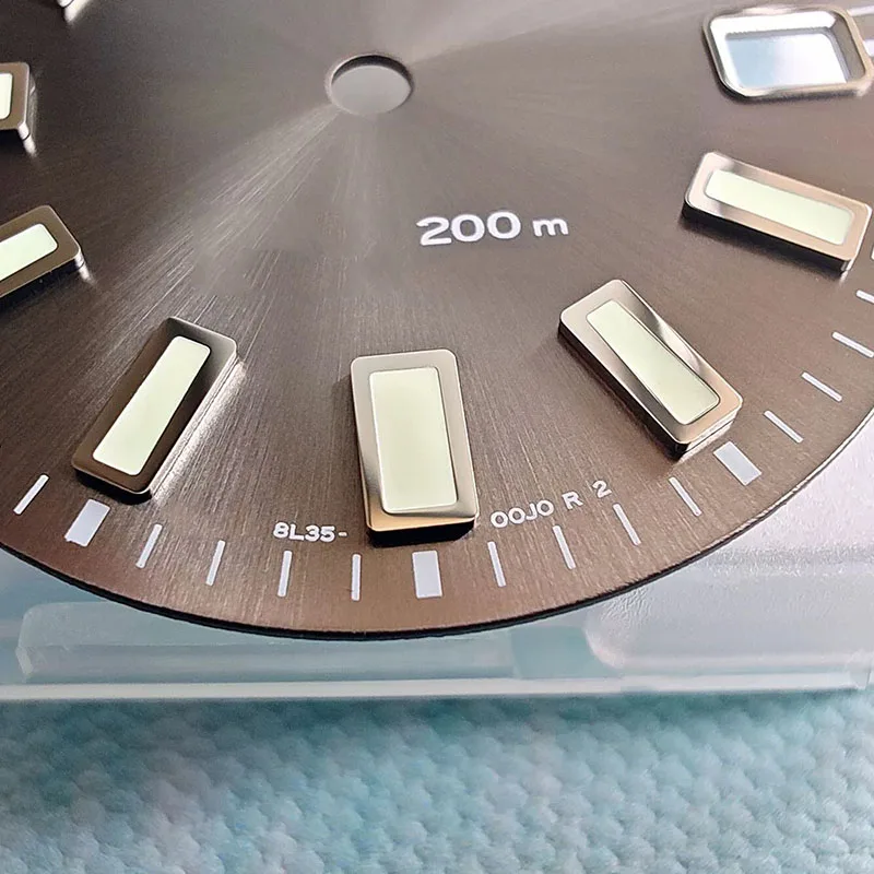 62MAS Sun Pattern Gray Modified Dial Suitable For NH35 Movement C3 Green Luminous 28.5mm Real Nail Disc