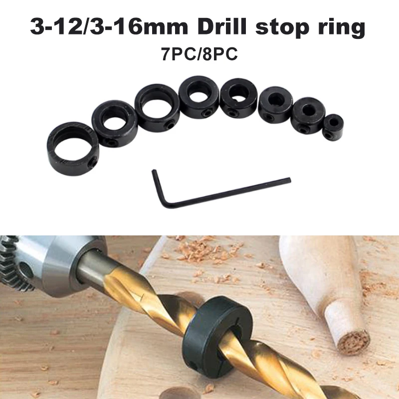 3-16mm drill bit limit ring small wrench round woodworking screw clamp positioning adjustment tool accessory set
