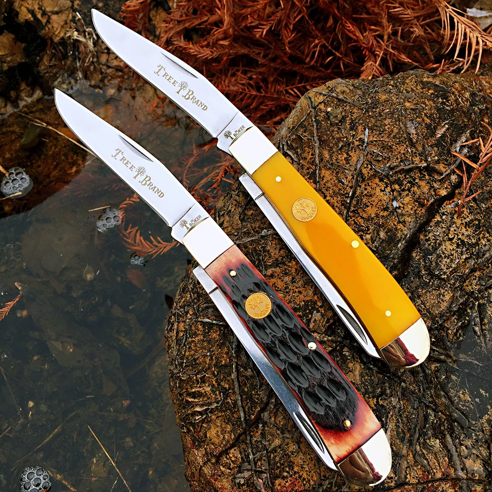 Classic Watchman Knife Bone Slip Joint Multi-Blade Folding Pocket Knives Traditional Design High-Quality Wood Handle
