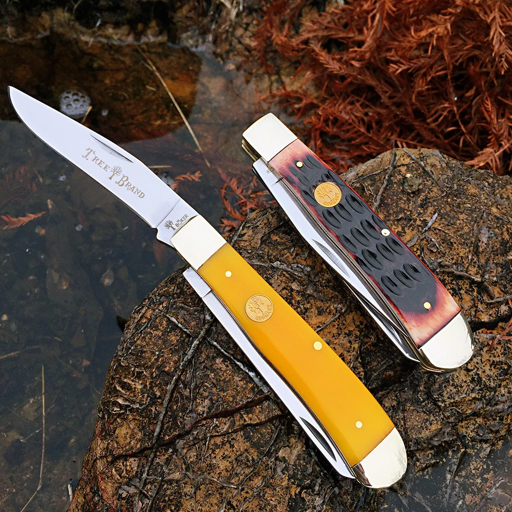 Classic Watchman Knife Bone Slip Joint Multi-Blade Folding Pocket Knives Traditional Design High-Quality Wood Handle