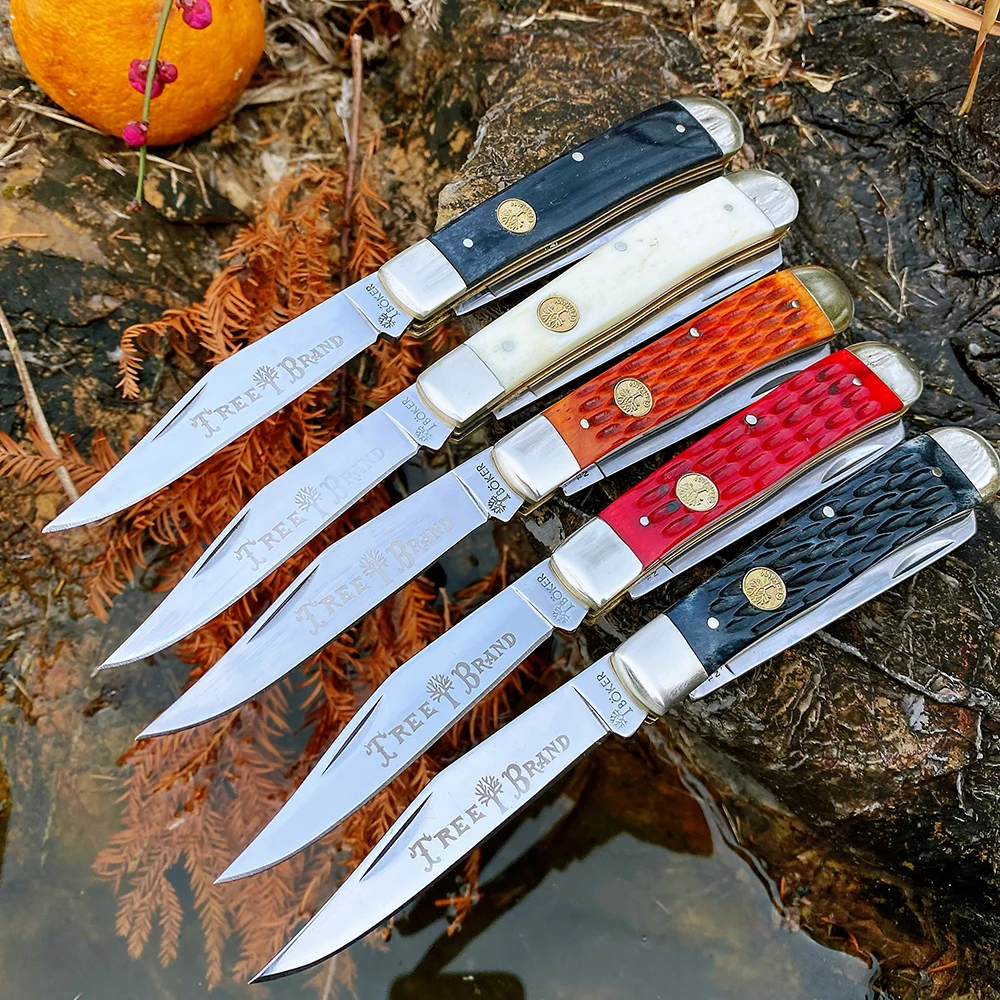Classic Watchman Knife Bone Slip Joint Multi-Blade Folding Pocket Knives Traditional Design High-Quality Wood Handle