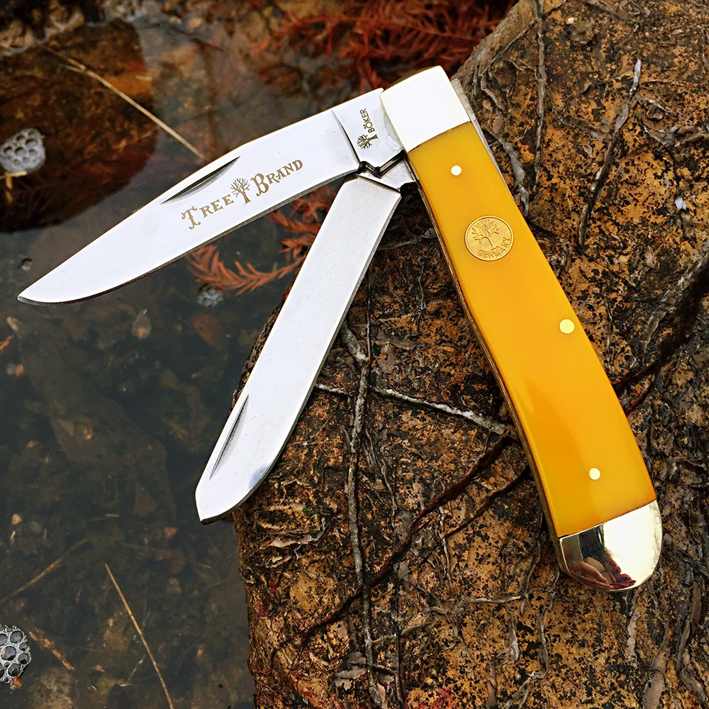 Classic Watchman Knife Bone Slip Joint Multi-Blade Folding Pocket Knives Traditional Design High-Quality Wood Handle
