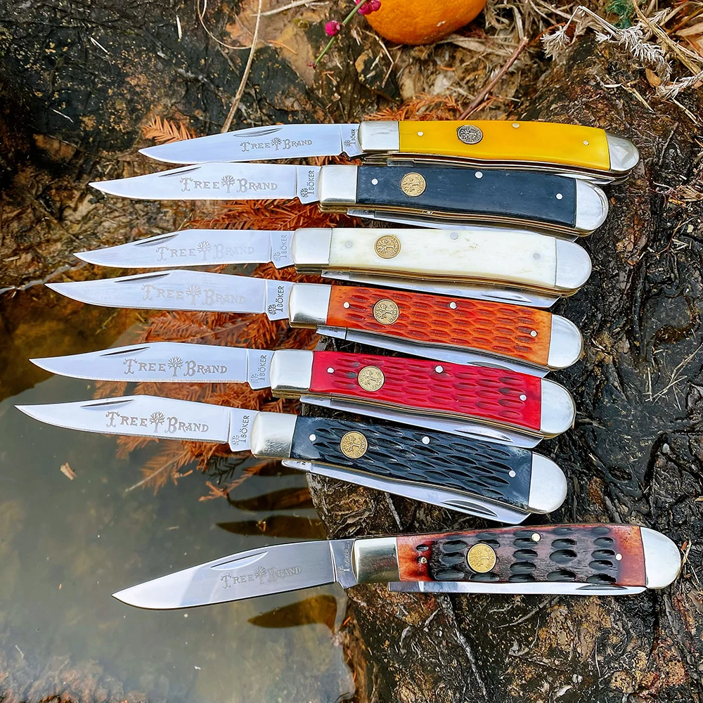 Classic Watchman Knife Bone Slip Joint Multi-Blade Folding Pocket Knives Traditional Design High-Quality Wood Handle