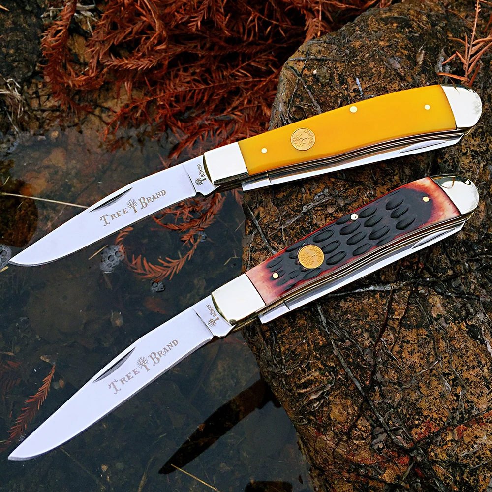 Classic Watchman Knife Bone Slip Joint Multi-Blade Folding Pocket Knives Traditional Design High-Quality Wood Handle