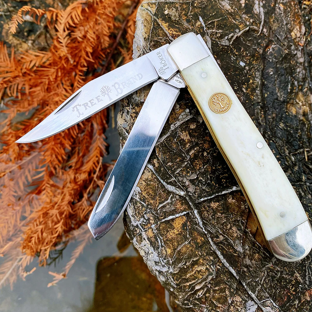 Classic Watchman Knife Bone Slip Joint Multi-Blade Folding Pocket Knives Traditional Design High-Quality Wood Handle