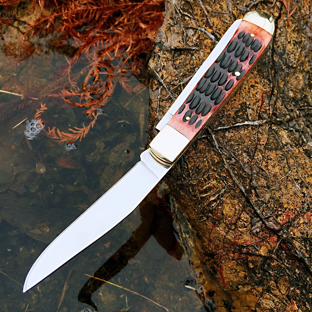 Classic Watchman Knife Bone Slip Joint Multi-Blade Folding Pocket Knives Traditional Design High-Quality Wood Handle
