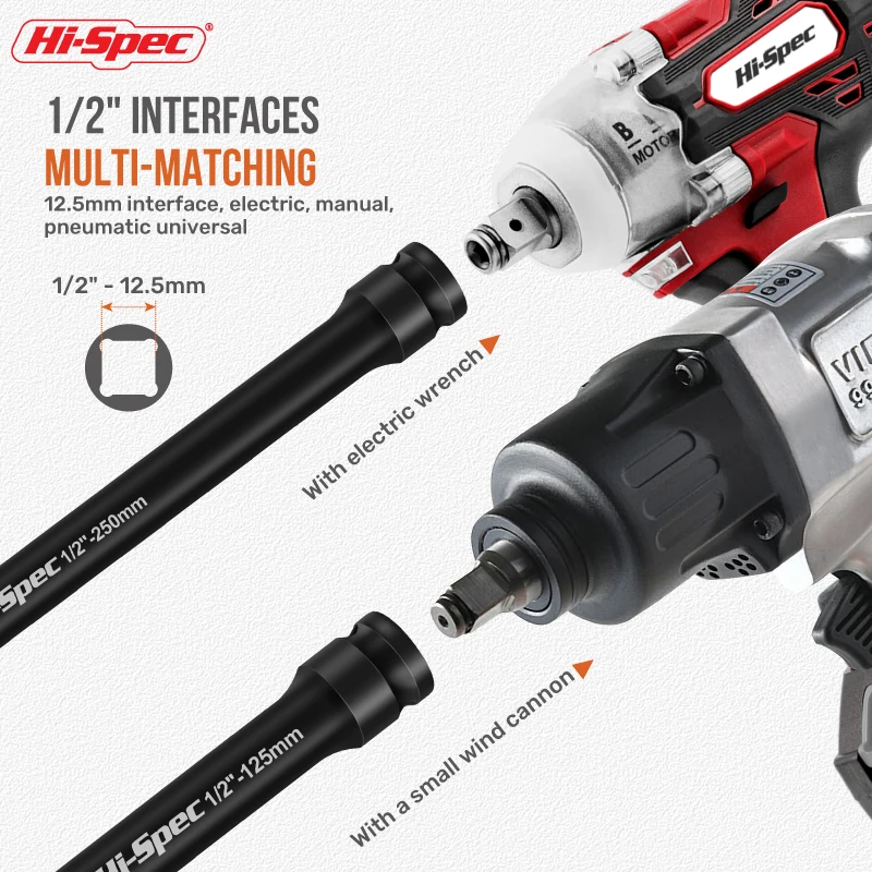 Hi-Spec Impact Socket Extension Bar Impact Socket Cr-V Steel With Lengths Of 3", 5", 10" 15"For Wrench Auto Repair