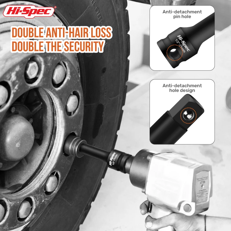 Hi-Spec Impact Socket Extension Bar Impact Socket Cr-V Steel With Lengths Of 3", 5", 10" 15"For Wrench Auto Repair