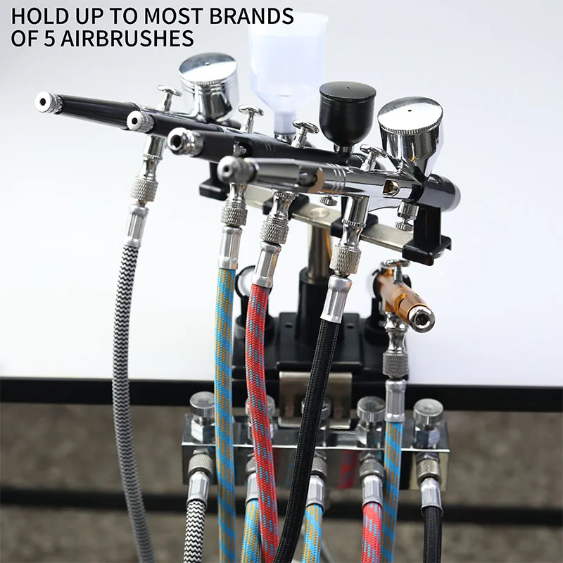Nasedal Airbrush Holder Gravity Stand Kit for Air Brush Paint Spray Gun Holding 6 Clamp-On Mount Table Bench Station