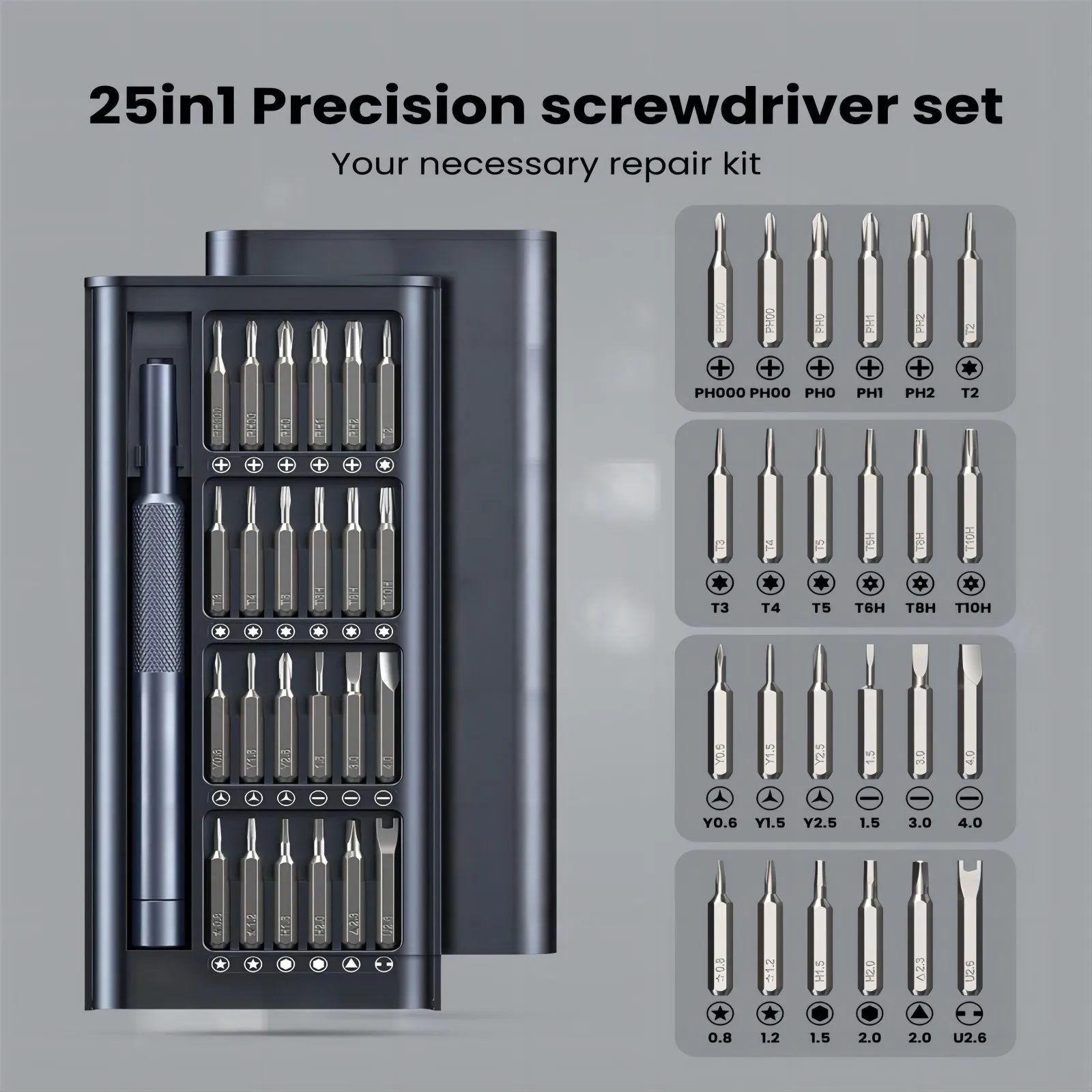25-in-1 Small Precision Screwdriver Set, Professional Repair Tool Kit for Phone, Computer, Watch, Laptop, Ring Doorbell