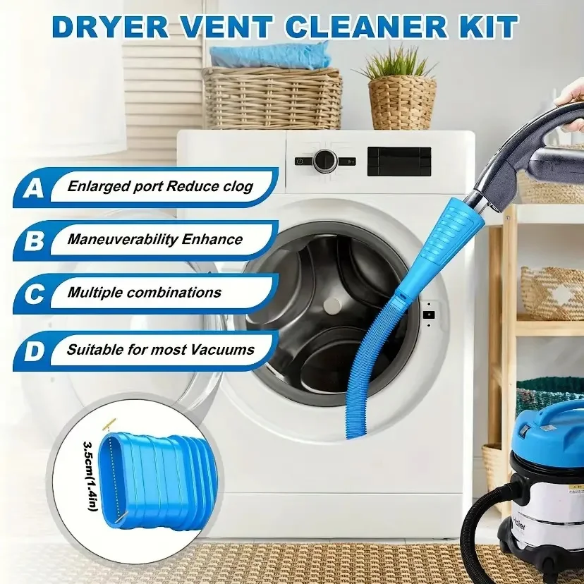 Vacuum Cleaner Vent Cleaning Kit, Dryer Ventilation Vacuum Hose, Cotton Lint Remover