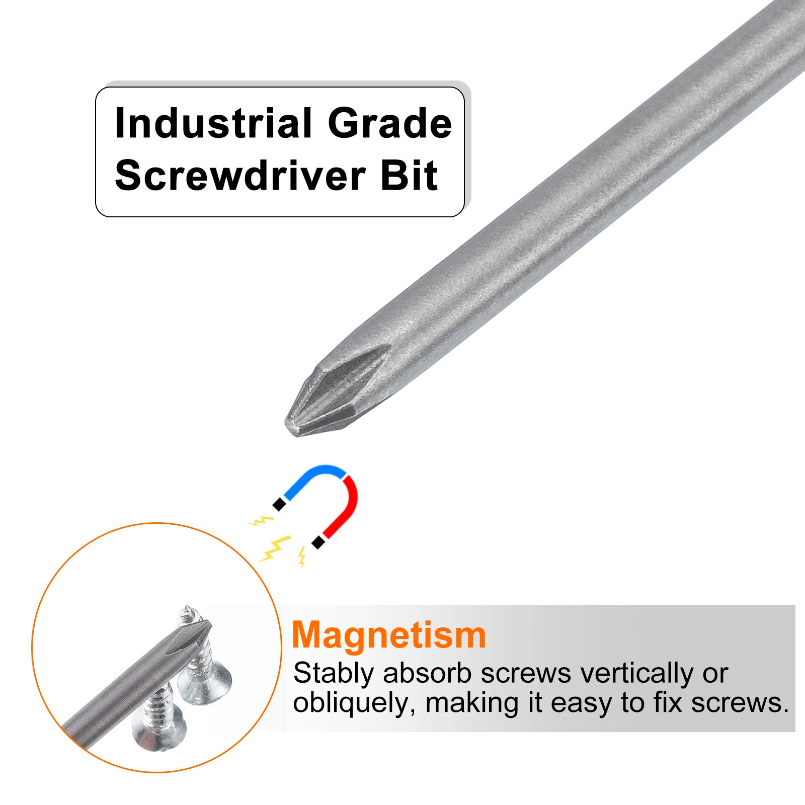 1/2/5Pcs Phillips Screwdriver Bit 1/4" Hex Shank 200mm Long Magnetic S2 Steel Driver Bit Cross Head Electric Drill Bits 4-6mmRod